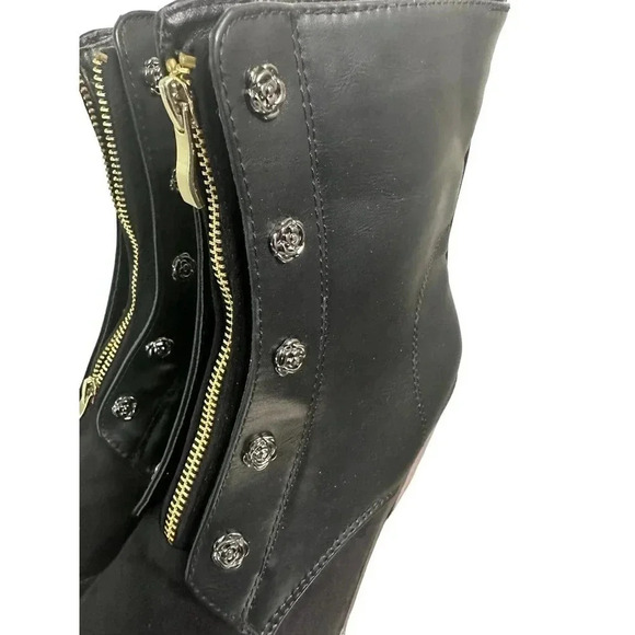 Queen‎ Chateau Women's Black Front Zipper Ankle High Heel Booties Size US 7.5 - Picture 7 of 8